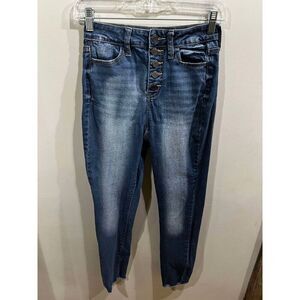 So Jeans Women's Size 3 Ultimate Ankle Jeggings High Rise Whiskered Faded Frayed